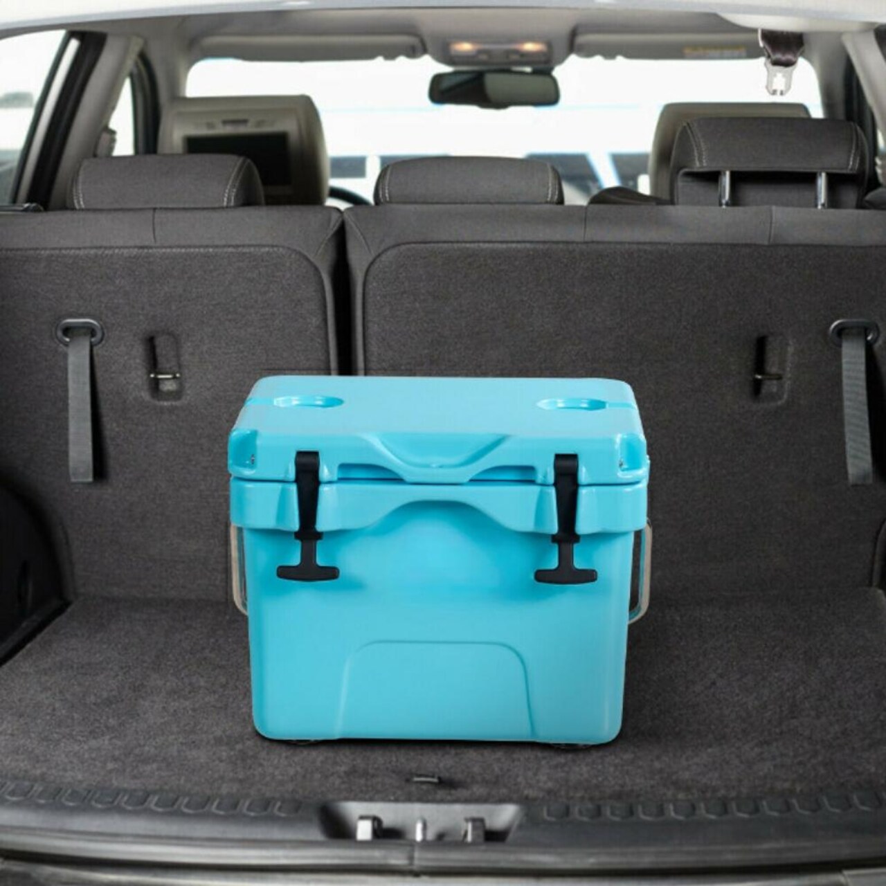 Portable 16 Quart Insulated Cooler 24 Can Capacity with Cup Holders